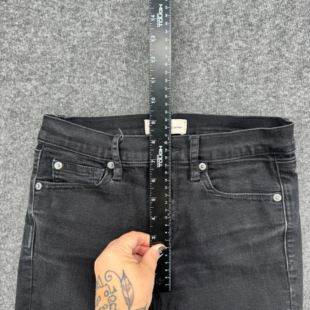 Gap 1969 True Skinny Jeans Womens 26P Faded Black Mid Rise Denim Pants Crop